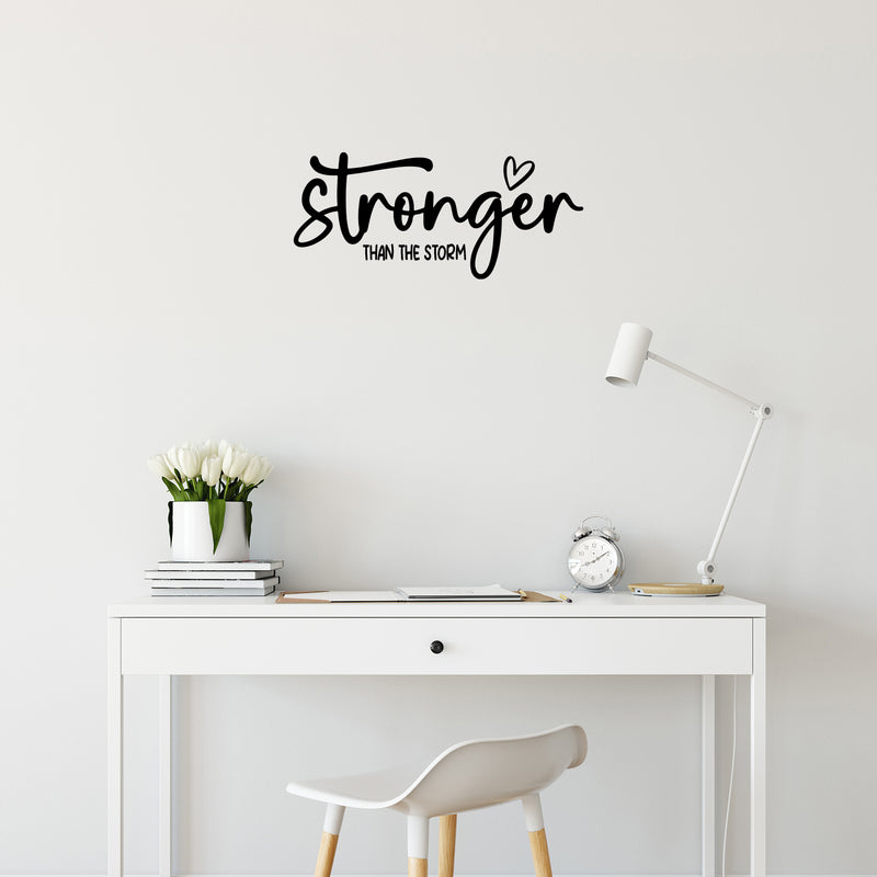 Vinyl Wall Art Decal - Stronger Than The Storm - 12" x 27" - Trendy Feminine Quote Sticker For Girls Home Office Bedroom Boutique Beauty Spa Saloon Decor 2