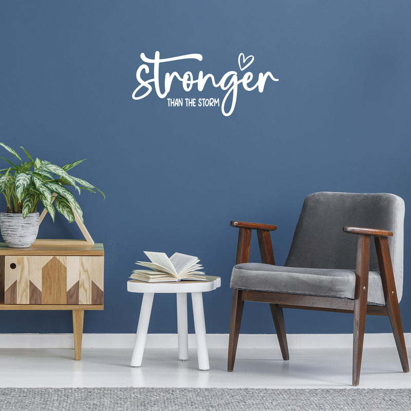 Vinyl Wall Art Decal - Stronger Than The Storm - 12" x 27" - Trendy Feminine Quote Sticker For Girls Home Office Bedroom Boutique Beauty Spa Saloon Decor 2