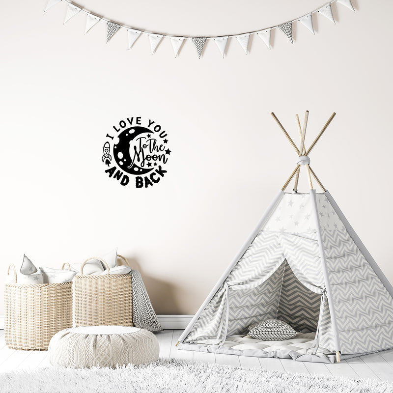 Vinyl Wall Art Decal - I Love You To The Moon And Back - 18" x 17" - Modern Inspirational Quote Sticker For Children Bedroom Home Nursery Daycare Kids Room Decor 3