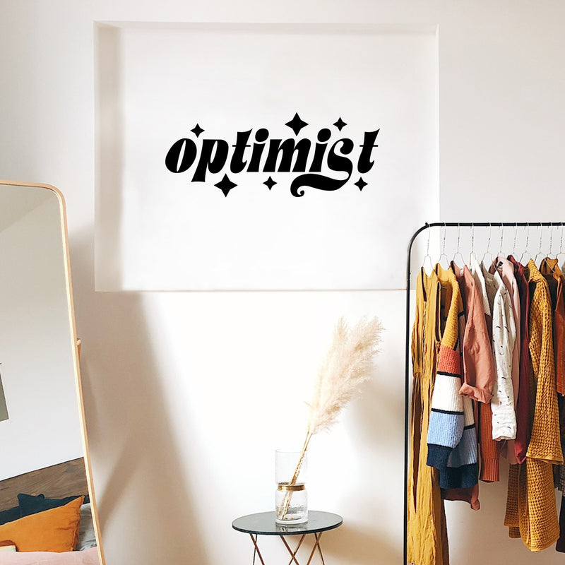 Vinyl Wall Art Decal - Optimist - Trendy Motivating Positive Lifestyle Quote Sticker For Home Bedroom Closet Living Room School Classroom Office Gym Fitness Decor 3