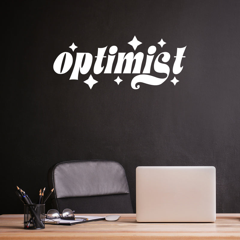 Vinyl Wall Art Decal - Optimist - 15" x 37" - Trendy Motivating Positive Lifestyle Quote Sticker For Home Bedroom Closet Living Room School Classroom Office Gym Fitness Decor 2