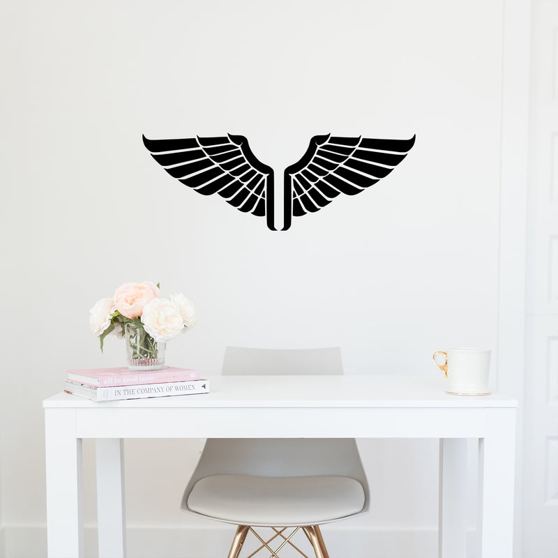 Vinyl Wall Art Decal - Wings - - Cute Angel Feathers Shape Minimal Design Sticker For Home Office Living Room Bedroom Store Salon Mirror Decor 3