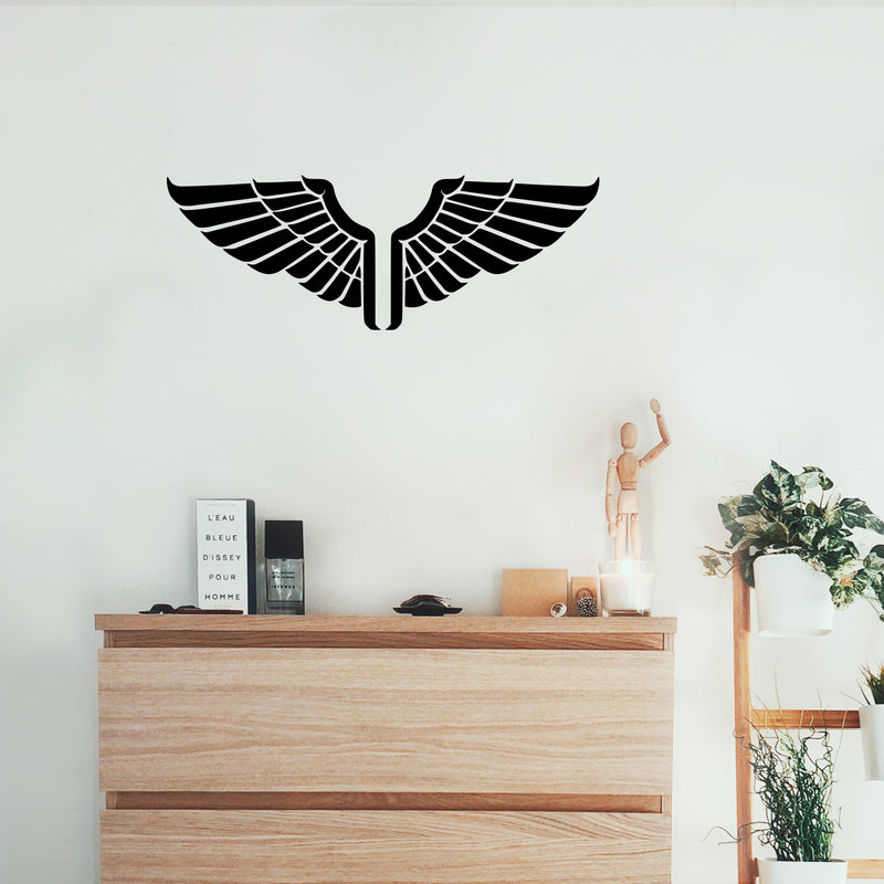 Vinyl Wall Art Decal - Wings - - Cute Angel Feathers Shape Minimal Design Sticker For Home Office Living Room Bedroom Store Salon Mirror Decor 4