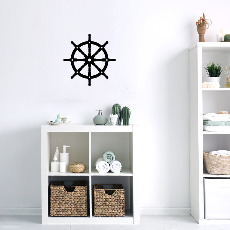 Vinyl Wall Art Decal - Rudder Shape - 21" x 21" - Beach Icons Sea Boat Cute Modern Trendy Marine Icons Ocean Navy Design For Home Office Living Room Bedroom Store Decor 2