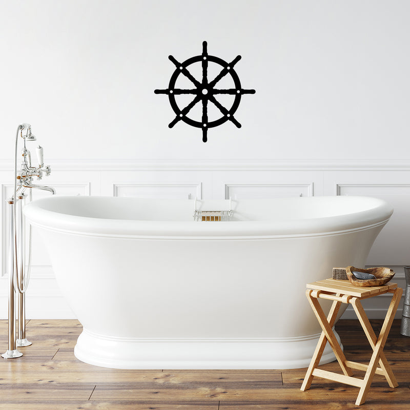 Vinyl Wall Art Decal - Rudder Shape - 21" x 21" - Beach Icons Sea Boat Cute Modern Trendy Marine Icons Ocean Navy Design For Home Office Living Room Bedroom Store Decor 3