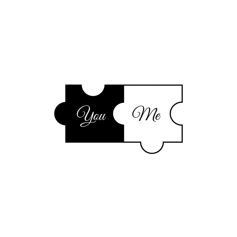 Vinyl Wall Art Decal - You And Me Puzzle - 13" x 35" - Modern Love Husband Wife Cute Inspirational Couples Quote Sticker For Home Bedroom Relationship Married Couple Decor 2