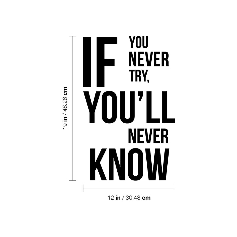 Vinyl Wall Art Decal - If You Never Try You'll Never Know - 19" x 12" - Trendy Motivating Positive Quote Sticker For Workout Room Office School Gym Fitness Lifestyle Decor 4