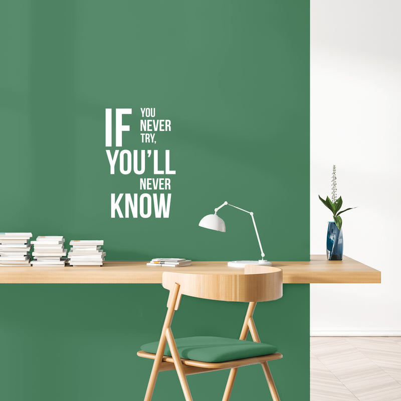Vinyl Wall Art Decal - If You Never Try You'll Never Know - Trendy Motivating Positive Quote Sticker For Workout Room Office School Gym Fitness Lifestyle Decor 5