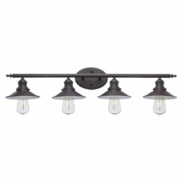 Hampton Bay 20514 WH-BN 34" Lámpara Tocador Industrial Farmhouse 4 Luces | MiOfertas