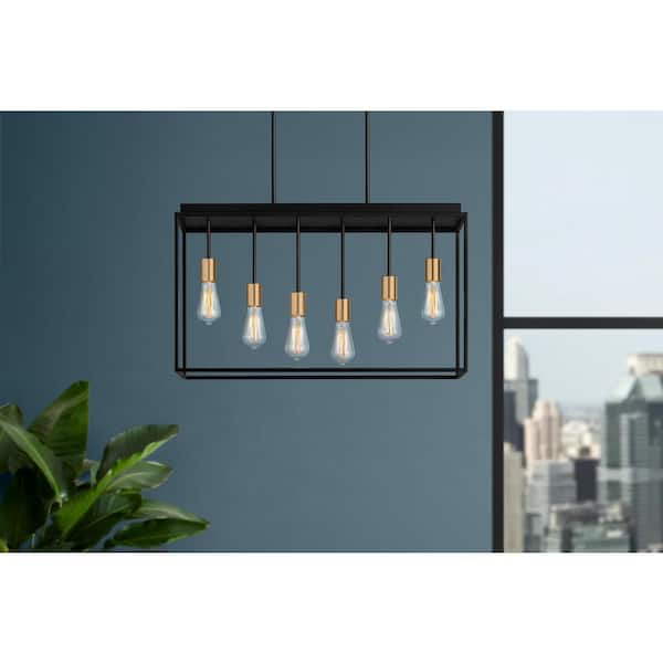 Home Decorators Collection 34678-HBOB Lámpara Araña Rollins 6 Luces Negro/Latón | MiOfertas