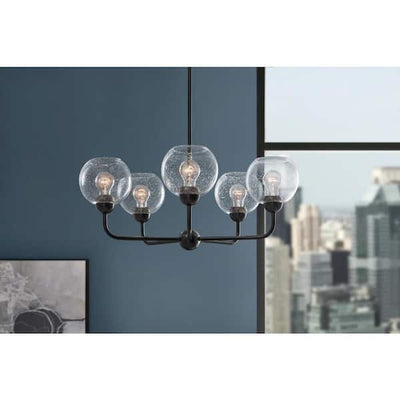 Home Decorators Collection 45095-HBO Lámpara de Araña Jill 5 Luces Negra con Vidrio Sembrado | MiOfertas