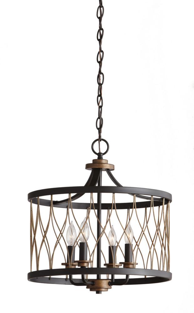 Home Decorators Collection HD6471N2 Lámpara Colgante Mini Negra Mate con Madera | MiOfertas