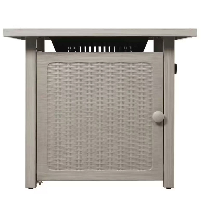 28.5 in. W 50000 Btu Gray Steel Propane Outdoor Fire Pit with Lava Rocks
