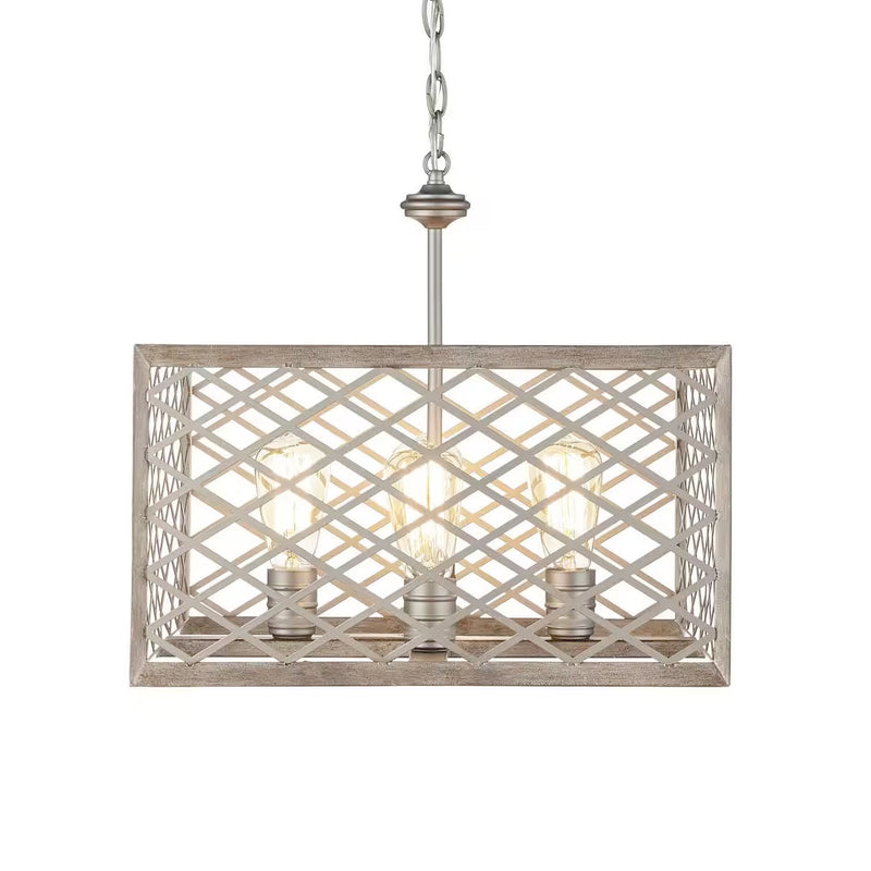 Wallace Manor Collection 4-Light Gilded Pewter Pendant with Interweaving Open Cage Frame - 1002427052