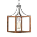 Boswell Quarter 1-Light Galvanized Mini-Pendant with Painted Chestnut Wood Accents - 1003202201