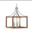 Boswell Quarter 14 in. 3-Light Silver Coastal Pendant Light with Painted Chestnut Wood Accents for Kitchens - 1003202208