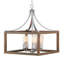 Boswell Quarter 20 in. 5-Light Silver Coastal Pendant Light with Chestnut Wood Accents for Kitchens and Dining Rooms - 1003202230