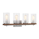 Boswell Quarter 33-1/4 in. 4-Light Silver with Painted Chestnut Wood Accents Bathroom Vanity Light - 1003422726