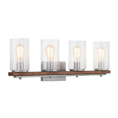 Hampton Bay 7980HDCGLDI 33.25" Lámpara de Tocador 4 Luces Plata/Madera Castaño | MiOfertas