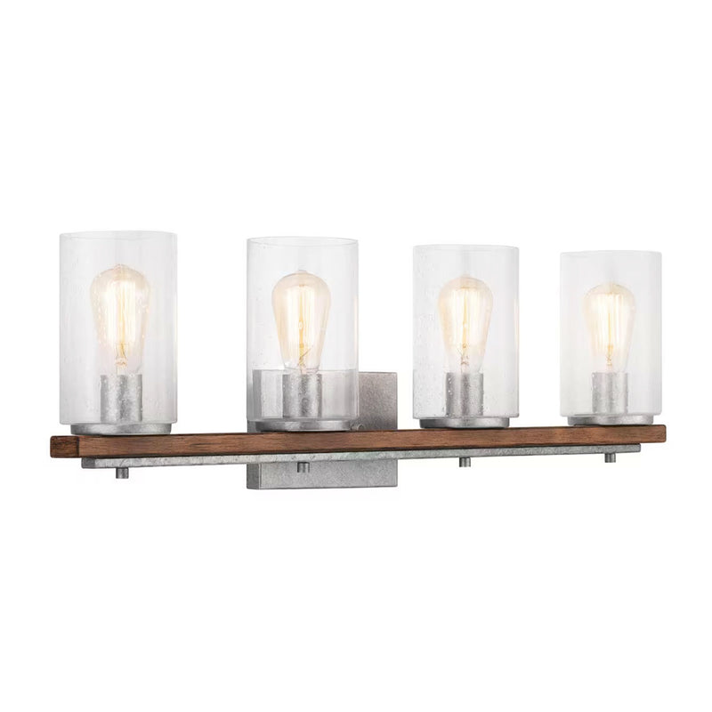 Hampton Bay 7980HDCGLDI 33.25" Lámpara de Tocador 4 Luces Plata/Madera Castaño | MiOfertas