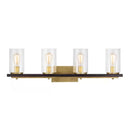 Boswell Quarter 4-Light Vintage Brass Vanity Light with Black Distressed Wood Accents - 1003422737