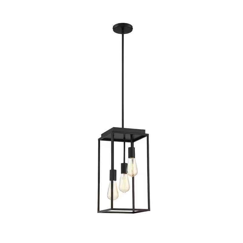 Rollins 3-Light Black Cage Pendant Light for Foyer - 1003965169