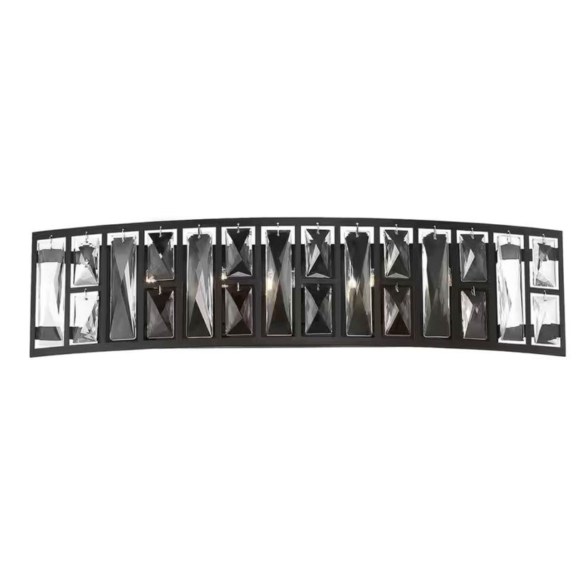 Kristella 24 in. 5-Light Matte Black Vanity Light with Clear Crystal Shade - 1003965658