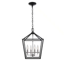 Weyburn 4-Light Black and Polished Chrome Farmhouse Chandelier Light Fixture with Caged Metal Shade - 1004121627