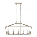 Weyburn 36 in. 5-Light Antique Silver Leaf Farmhouse Linear Chandelier Light Fixture with Caged Metal Shade - 1004121631
