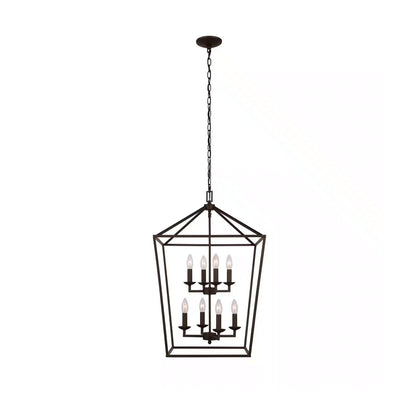 Weyburn 8-Light Bronze Farmhouse Chandelier Light Fixture with Caged Metal Shade - 1004121634