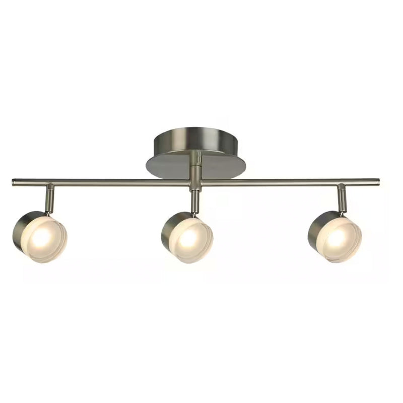 22.4 in. W x 5.8 in. H 3-Light Brushed Nickel Semi-Flushmount LED Fixed Track Lighting Kit with Glass Adjustable Shades - 1004415961
