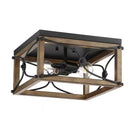 Open square 14 in. 2-Light Painted Wood with Vintage Black Flush Mount - 1004573350