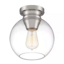 Evelyn 8 in. 1-Light Modern Industrial Brushed Nickel Flush Mount Ceiling Light with Clear Glass Shade - 1004707679