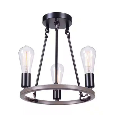 Hampton Bay HDP00007WDG Lámpara Colgante Stratton 3 Luces Negro/Madera