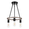 Hampton Bay HDP00007WDG Lámpara Colgante Stratton 3 Luces Negro/Madera
