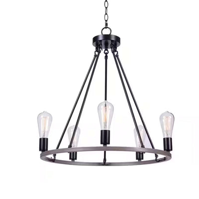 Hampton Bay HDP00325WDG Lámpara de Techo 5 Luces Negro/Madera