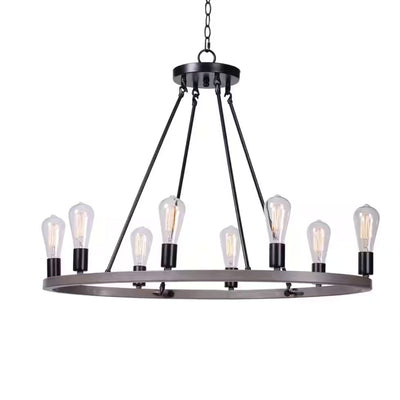 Hampton Bay HDP00340WDG Lámpara de Techo 8 Luces Negro y Madera