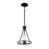 Hampton Bay HDP00006WDG Lámpara Colgante Mini Industrial Farmhouse Negra y Madera