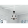 Hampton Bay HDP00006WDG Lámpara Colgante Mini Industrial Farmhouse Negra y Madera