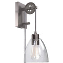 Needham 1-Light Brushed Steel Indoor Wall Sconce, Industrial Wall Light with Bulb Included - 1006314555