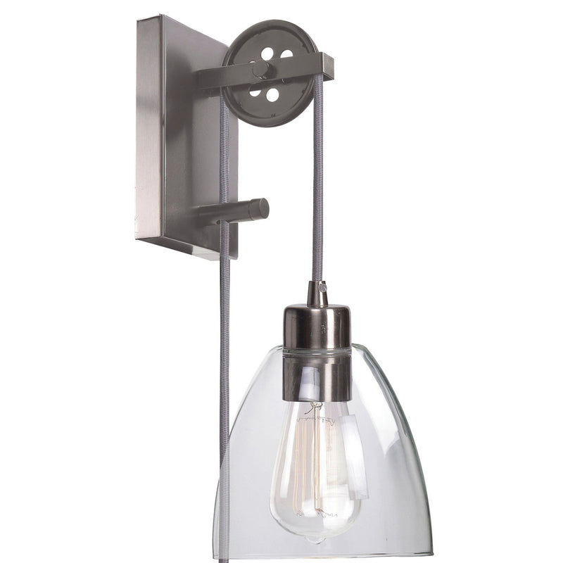 Needham 1-Light Brushed Steel Indoor Wall Sconce, Industrial Wall Light with Bulb Included - 1006314555