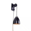 Needham 1-Light Black with Brushed Nickel Indoor Wall Sconce, Industrial Wall Light with Bulb Included - 1006314556