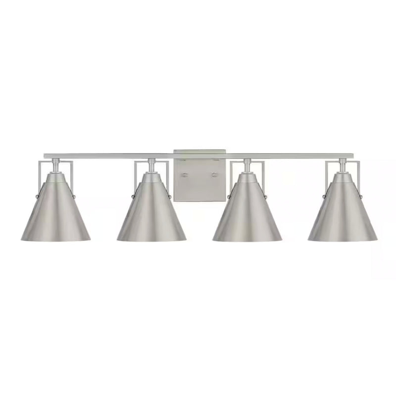 Insdale 4-Light Brushed Nickel Modern Industrial Bathroom Vanity Light - 1006317708