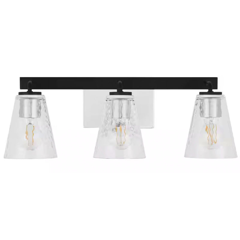 Westbrook 3-Light Matte Black Modern Bathroom Vanity Light with Chrome Accents - 1006317726