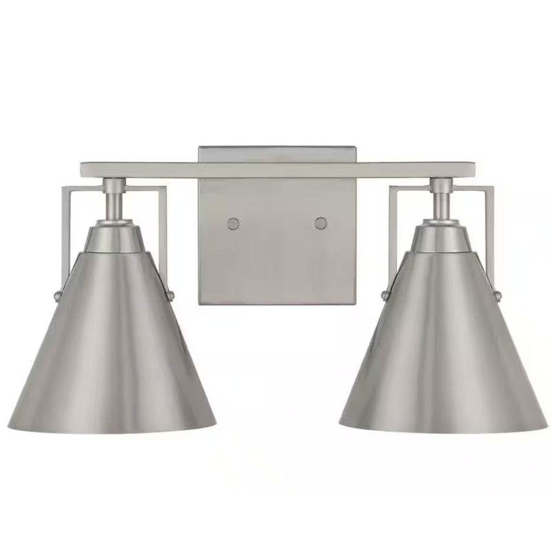 Insdale 2-Light Brushed Nickel Modern Industrial Bathroom Vanity Light - 1006317745
