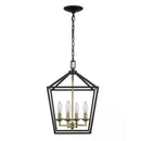 Weyburn 4-Light Black and Gold Farmhouse Chandelier Light Fixture with Caged Metal Shade - 1006324064