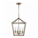 Weyburn 4-Light Brushed Brass Farmhouse Chandelier Light Fixture with Caged Metal Shade - 1006324065