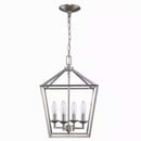 Weyburn 4-Light Brushed Nickel Farmhouse Chandelier Light Fixture with Caged Metal Shade - 1006324066