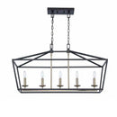 Weyburn 36 in. 5-Light Black and Gold Farmhouse Linear Chandelier Light Fixture with Caged Metal Shade - 1006324077