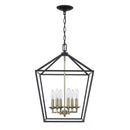 Weyburn 6-Light Black and Gold Farmhouse Chandelier Light Fixture with Caged Metal Shade - 1006324081